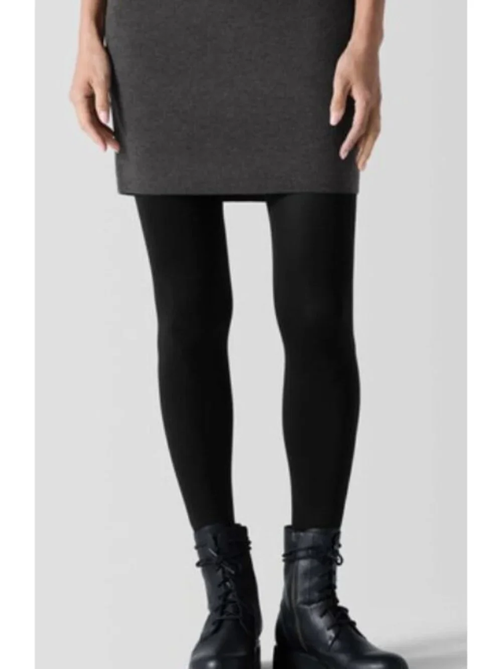 Eileen Fisher M/ L Microfiber Opaque Tight Black NWB